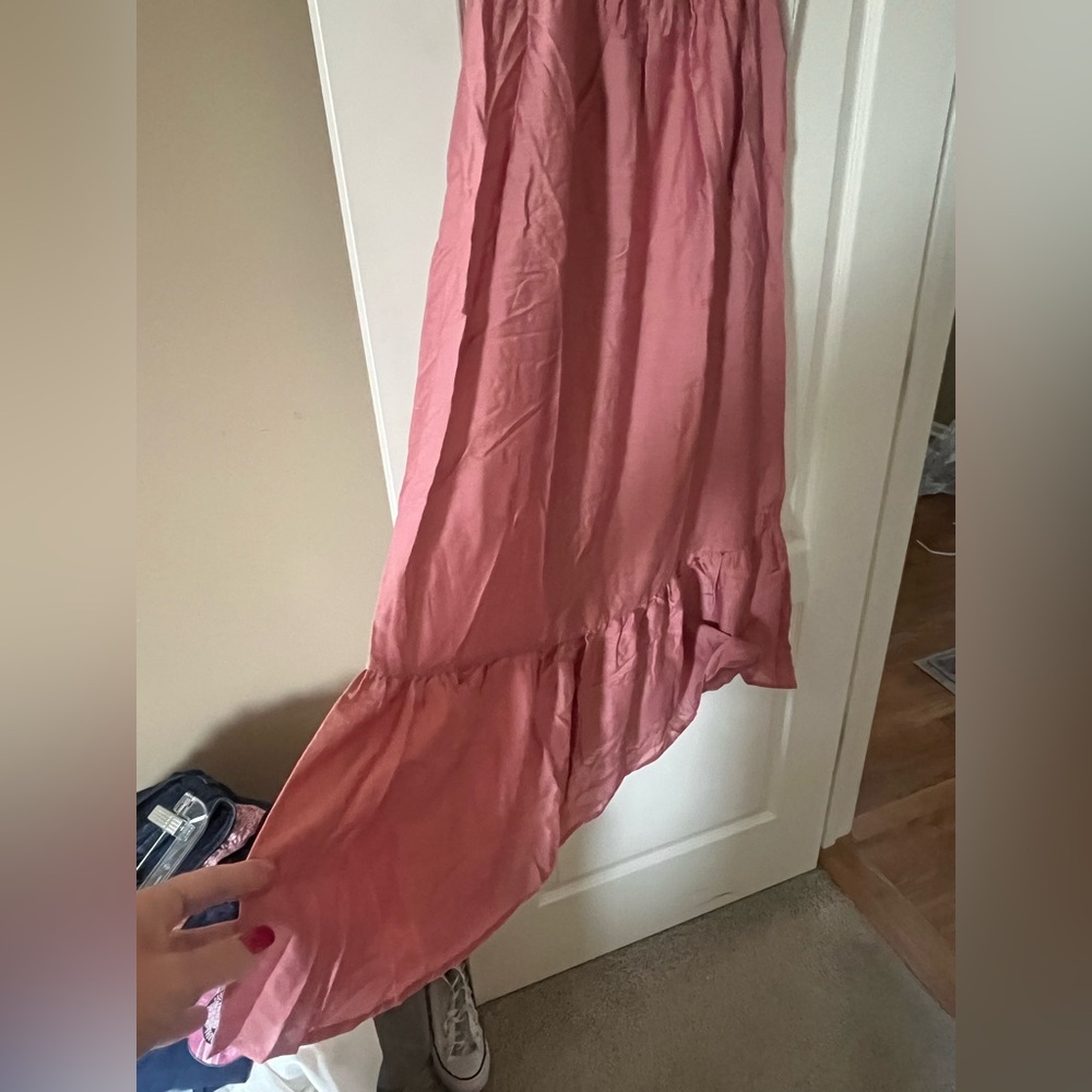 August Sky Dark Blush Puffy Sleeve Stretchy Maxi Dress Women’s size medium - Picture 6 of 15